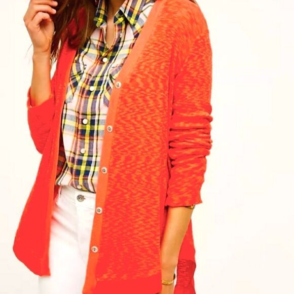 Anthropologie Left of Center Evie Coral Knit Button Front Cardigan Sweater - Picture 11 of 13